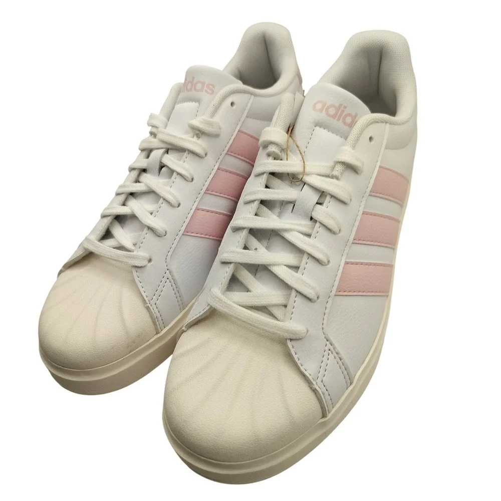 Adidas Street Talk Bold Women Sneakers Size 10 White Pink‎ Leather Shell Toe NIB